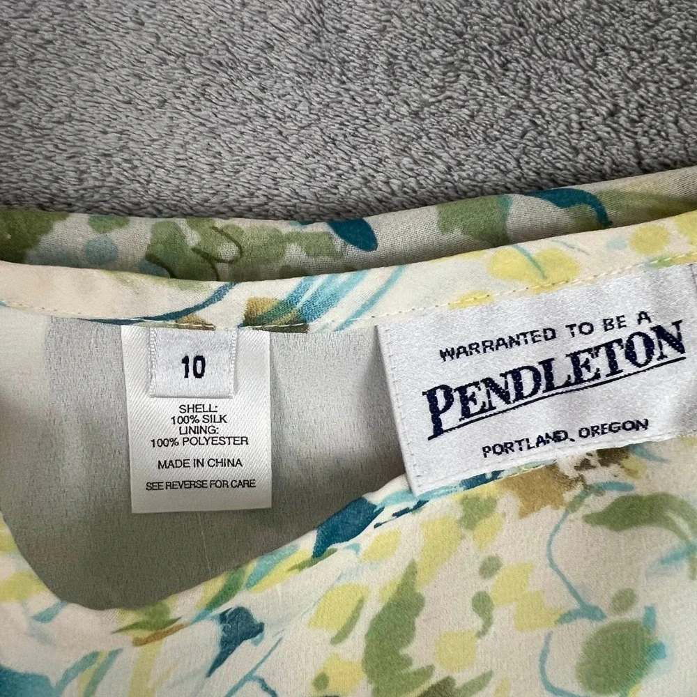 VTG Pendleton‎ Midi Skirt Womens 10 100% Silk Floral Bright Vacation Resort